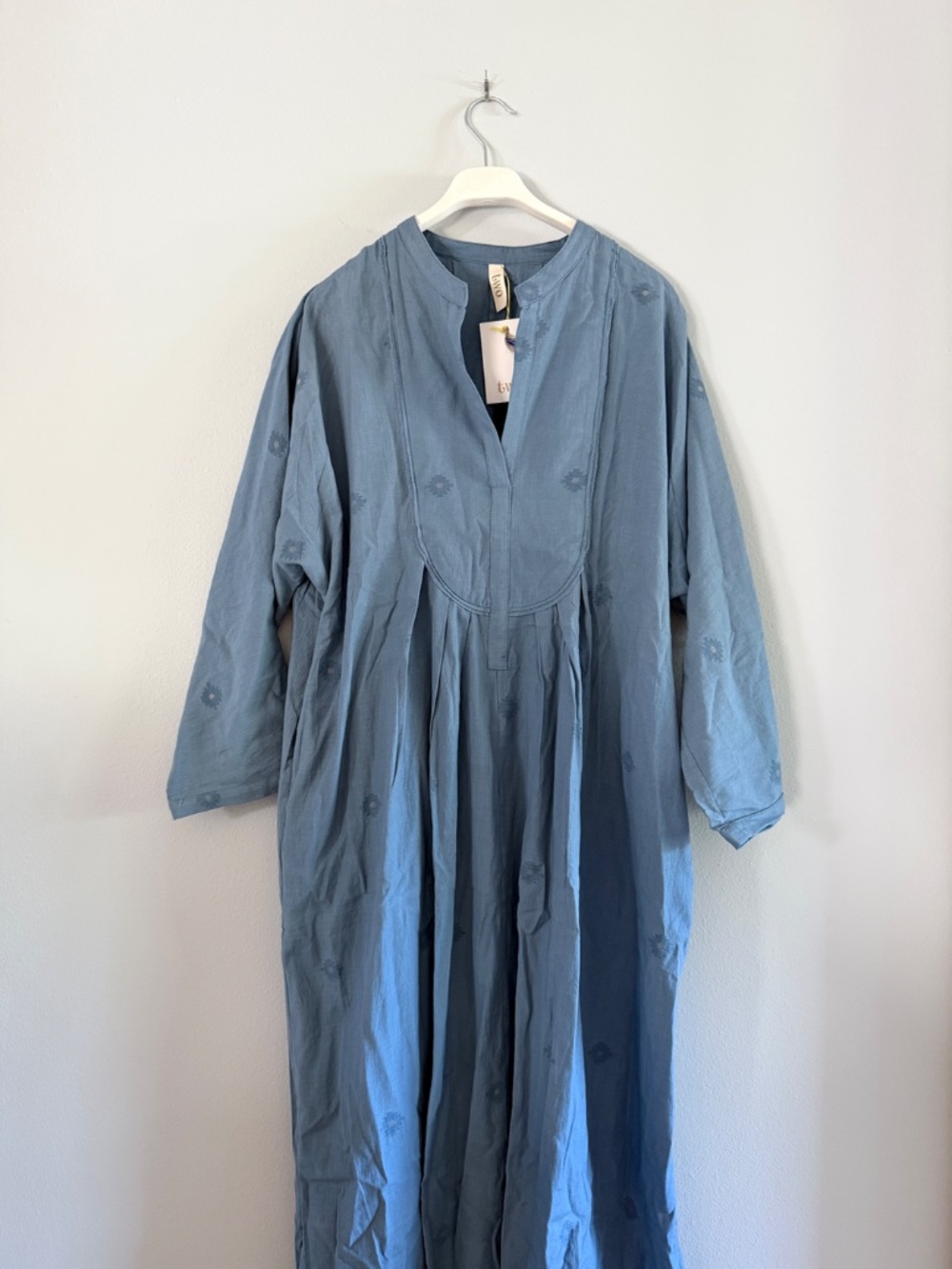 Two New York Chambray Indigo Bib Front Caftan